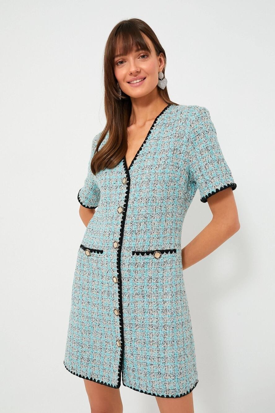 Tuckernuck Pomander Place Josephine Blue Tweed Mini Dress